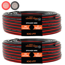 2 Pack 100 Feet 14 Gauge Red Black Stranded 2 Conductor Speaker Wire Car Audio picture