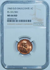 1960 D/D NGC MS66RD FS-101 FS-101/501 Small/Large Date DDO RPM Red Lincoln Cent picture
