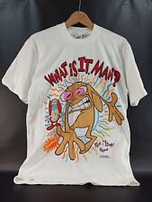 Vtg 90s New Old Stock Ren and Stimpy Nickelodeon Cartoon Promo Medium T-Shirt picture