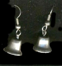 Funky Mini LIBERTY BELL EARRINGS Teacher Patriotic Charms Costume Jewelry-SILVER picture