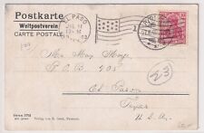Germany Stamps/Postcard_ Germania 10C_ Cancel Study: USA Flag/Texas_ Curious picture