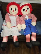 Pair of Raggedy Ann and Andy Dolls 36 inches Tall Vintage picture