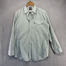 Vintage Avis Shirt Men's 40 Medium Green White Striped Rockabilly Pocket 70s 80s picture