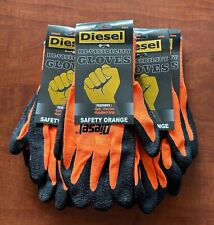 12 Pair Diesel Orange Safety Gloves Latex Coated Grip Cut Resistant picture