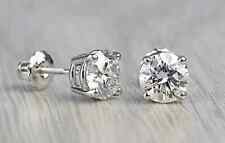 4CT Round Cut Lab Created Diamond Women's Stud Earrings 14K White Gold Plated picture