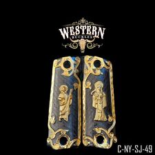 Grips  1911 Full Size Cachas 38 San Judas Black Nickel and Gold Plated Screws picture
