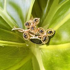 14k Gold Vintage 80’s Sultana Co Hawaii Black Coral CZ Flower Nature Brooch Pin picture