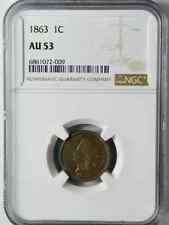 1863 P Small Cents Indian Head NGC AU-53 picture