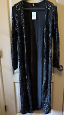 New Windsor Black Sequin Long Jacket Cardigan Women's Size Medium Duster picture