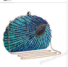 UBORSE Beaded Sequin Peacock Evening Clutch Bags Vintage Evening Bag 1920s Party picture