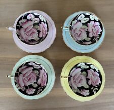 Paragon Double Warrant Cabbage Roses Tea Cup & Saucer Set of 4 - Vintage Rare picture