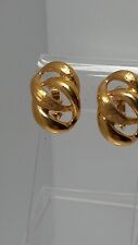 Vintage Signed Napier Screwback Lever Gold Tone Twisted Knot Chunky Earrings picture