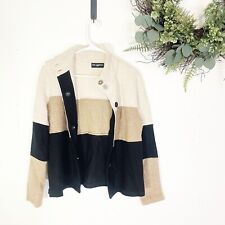 Boutique Karl Lagerfeld Brown Black Striped Wool blend sweater Womens Sz Small picture