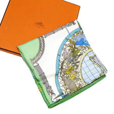 Auth HERMES  Carre 90  Scarf   Green / multicolor silk w0196a picture
