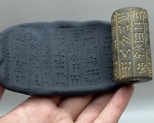 Very Unique Ancient Near Eastern Early Civilization Writing Intaglio Barrel Seal picture
