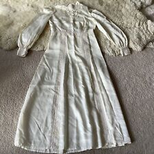 Vintage 1970's Maxi Dress Prairie Wedding Lace Long Sleeve Zip Back picture