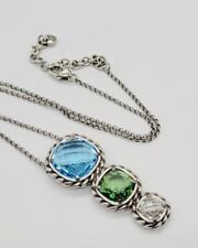 Brighton Joyful Your True Color Silver tone Blue Aqua 3 Stone Pendant Necklace picture