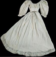 Antique Edwardian Pale Sea Green  Puff Sleeve Belle Epoque Wool Dress Gown 1800s picture