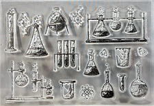 Mad Scientist Laboratory Lab Beakers Test Tubes Clear Stamp Sheet 4.5