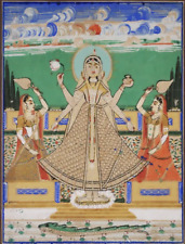 Antique Mughal Style Gouache Painting from Jaipur, India of Goddess Lakshmi  picture