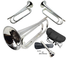 Regiment Bugle-SILVER-Key of G/F-Padded Case-Quality 7C Silver Plated Mouthpiece picture