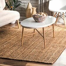 nuLOOM Hand Made Modern Simple Ribbed Jute Area Rug in Solid Natural Tan picture