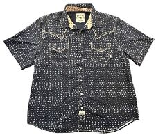 Rowel Western Pearl Snap Shirt Mens 2XL Western All Over Graphic Blue picture