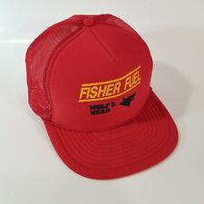 VIntage Wolf's Head Fisher Fuel Cap Hat Red Trucker Mesh Snapback Nissin picture