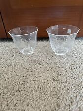 Hoya Crystal Made in Japan Set of 2 Sake Cups Glasses Bowls 10 Panel Stickers picture