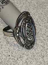 Vintage Oval Marcasite Sterling Silver ring, Imported from Germany, 1980 picture