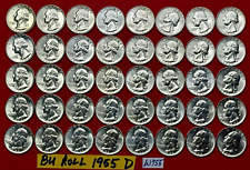 1955 D Silver Washington Quarters Lot of 40 GEM BU SILVER QUARTERS ROLL #W755 picture