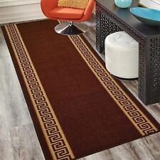 Custom Size Rubber Collection Meander Design Brown Non Slip Washable Runner Rug picture