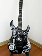 Solid Body Custom Black Ouija Electric Guitar with Moon Inlays HH EMG Pickups picture