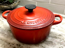 Vintage Le Creuset France 18 cm, 2 Qt Enamel Cast Iron Round Dutch Oven Red picture