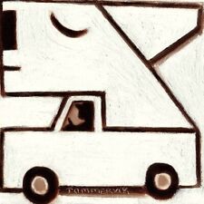 Abstract Dog Art Dog Riding In Back Of Truck Painting Animal Wall Art picture