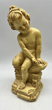 JARU Vintage 1976 Boy Sitting Sculpture 14” Inches Tall picture