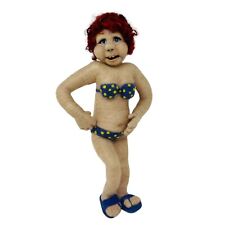 Needle Felted Flamboyant Red Head Bathing Beauty Sculpted Doll OOAK Beach Babe picture
