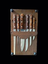 Vintage Slicette Cutlery &  Wood Cutting board Storage On Backside 6 Knives picture