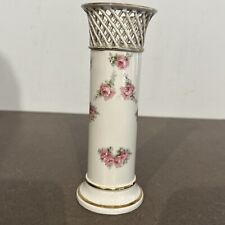 Antique RVR (Max Roesler, Rodach) Porcelain Bone China Pink Roses Vase Germany picture