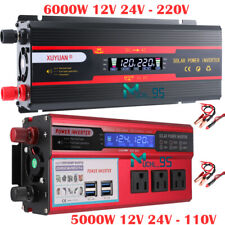 6000W LCD Car Power Inverter DC 12V To AC 110V Pure Sine Wave Solar Converter picture