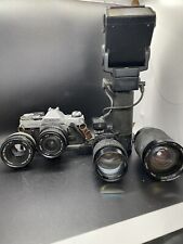 Vintage Canon AE-1 35mm SLR Film Camera 3 Lenses Case Flash Meter picture
