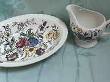 Lovely Vintage May Flower Serving Bowl & Creamer picture