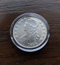 1828 Capped Bust Silver Half Dollar. Square 2, Small 8, Large Letters. AU Coin. picture