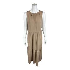 Laurie Felt Women's Pullover Sleeveless Tiered Maxi Dress Solid Sand Large Size picture