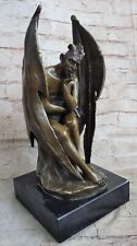 Lucifer Satan Devil Seated Bronze Statue Sculpture Figure Gothic Occult Decor picture