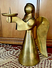 Christmas Angel Brass Candle Holder VTG Patina Holiday Home Decoration 6