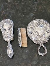 Antique Gorham Sterling Silver  Repousse Brush & Mirror Vanity Set  picture