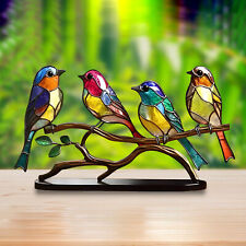 Glass Window Stained Panel Figurine,Acrylic Suncatcher Bird Desktop Statue Decor picture