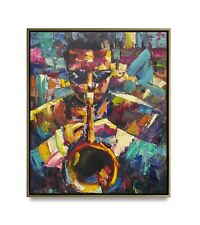 Hungryartist -Original Painting of Abstract Musician on Canvas 20x24 Framed picture