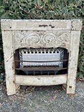 Large METAL GAS FIREPLACE INSERT GRATE Ornate Victorian Furnace HEAT Antique #3 picture